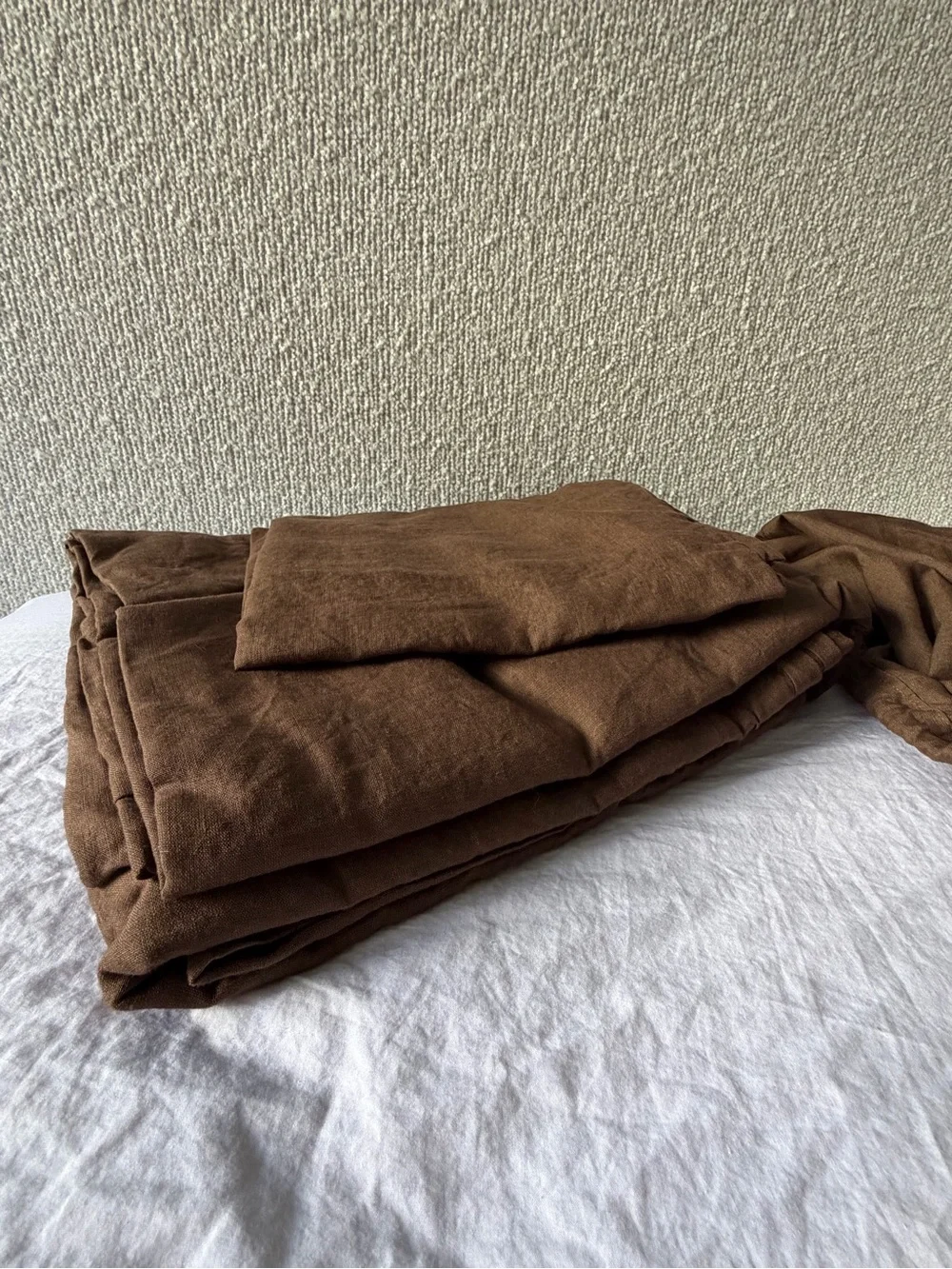 Quince European Linen Duvet Cover Set Full/Queen Espresso 3 Piece